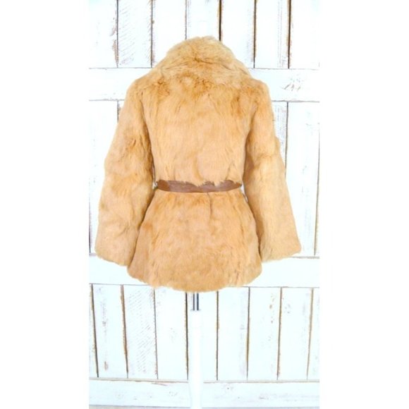 Blonde rabbit fur vintage Mark Lesli coat jacket/strawberry blonde/beige brown - Picture 4 of 4